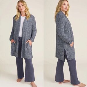 Barefoot Dreams Cozychic Lite Montecito Cardi Heathered Black Graphite Gray M